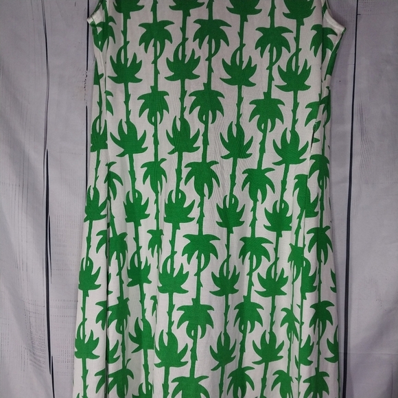 Diane Von Furstenberg Green Palm Sleeveless Yahzi Silk Jersey Wrap Dress - Picture 10 of 13